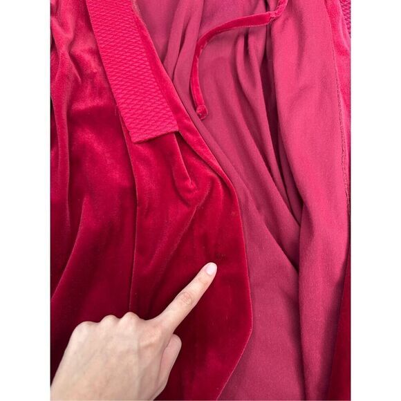 Vintage Christian Dior Red Long Bath Robe Arnel Blend Tie Front USA Made Size S - Picture 10 of 16